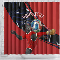 Personalized Panama Football Shower Curtain Los Canaleros Harpy Eagle Mascot - National Flag Colors