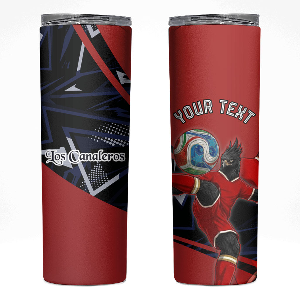 Personalized Panama Football Skinny Tumbler Los Canaleros Harpy Eagle Mascot - National Flag Colors