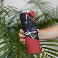Personalized Panama Football Skinny Tumbler Los Canaleros Harpy Eagle Mascot - National Flag Colors