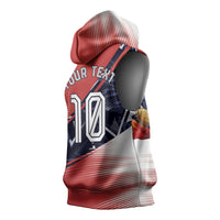 Personalized Panama Football Sleeveless Hoodie Los Canaleros Harpy Eagle Mascot - National Flag Colors