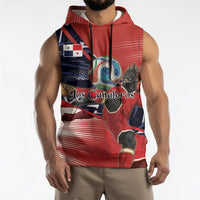 Personalized Panama Football Sleeveless Hoodie Los Canaleros Harpy Eagle Mascot - National Flag Colors
