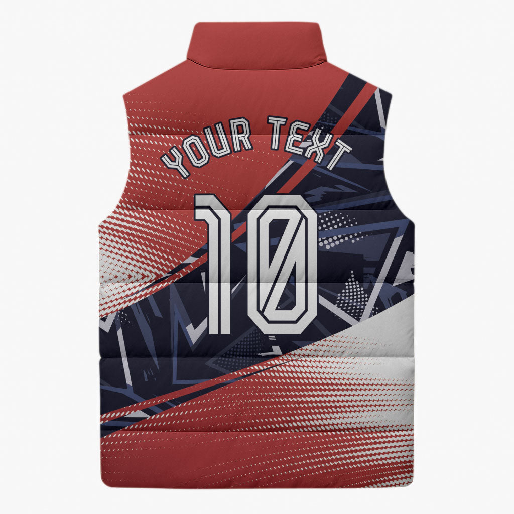 Personalized Panama Football Sleeveless Puffer Jacket Los Canaleros Harpy Eagle Mascot - National Flag Colors