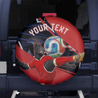 Personalized Panama Football Spare Tire Cover Los Canaleros Harpy Eagle Mascot - National Flag Colors