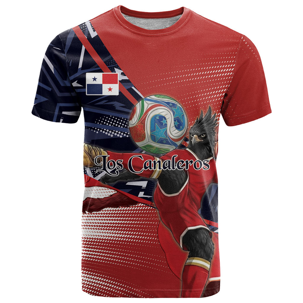 Personalized Panama Football T Shirt Los Canaleros Harpy Eagle Mascot - National Flag Colors