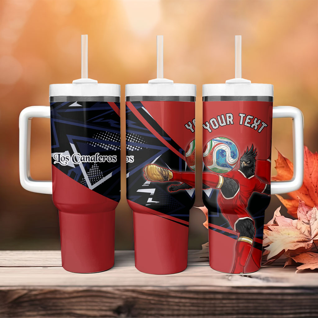 Personalized Panama Football Tumbler With Handle Los Canaleros Harpy Eagle Mascot - National Flag Colors