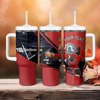 Personalized Panama Football Tumbler With Handle Los Canaleros Harpy Eagle Mascot - National Flag Colors