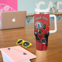 Personalized Panama Football Tumbler With Handle Los Canaleros Harpy Eagle Mascot - National Flag Colors