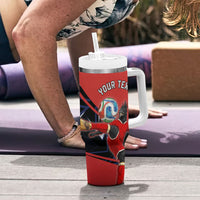 Personalized Panama Football Tumbler With Handle Los Canaleros Harpy Eagle Mascot - National Flag Colors