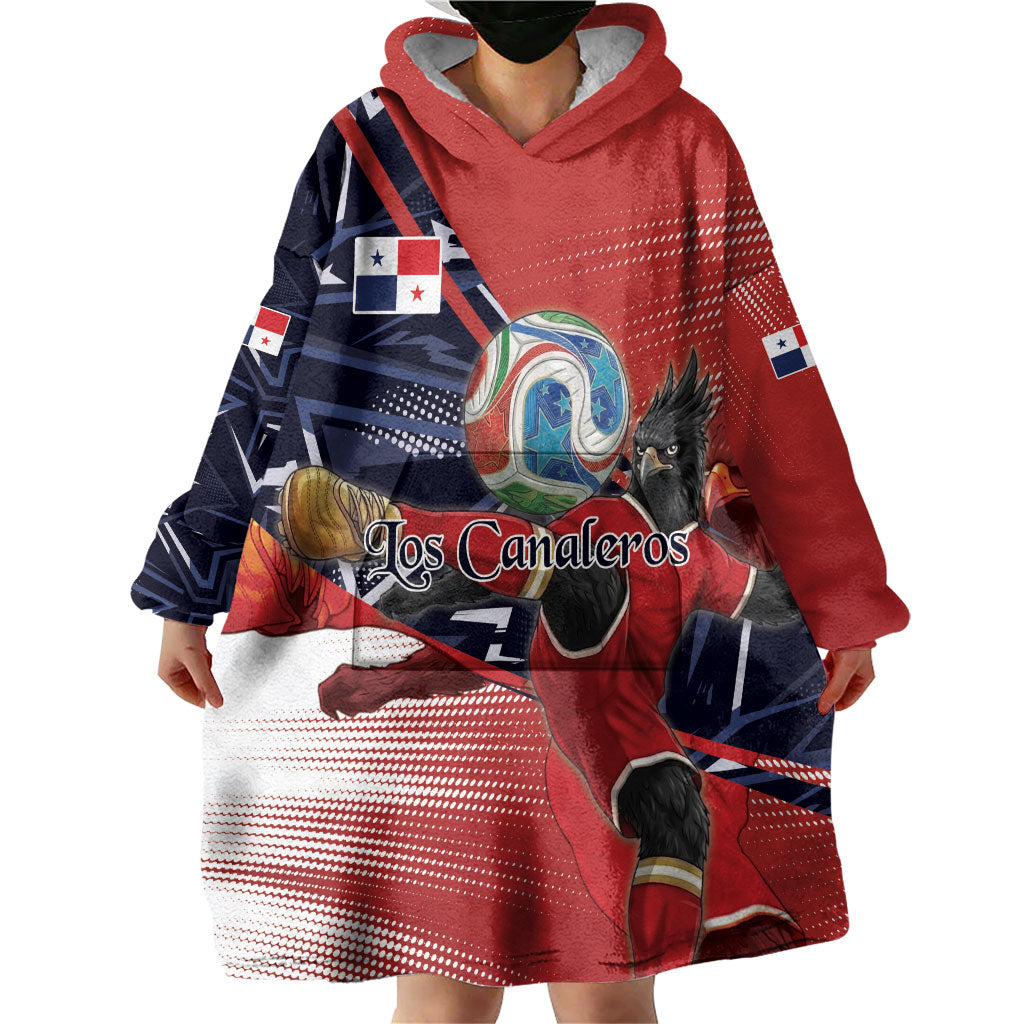 Personalized Panama Football Wearable Blanket Hoodie Los Canaleros Harpy Eagle Mascot - National Flag Colors