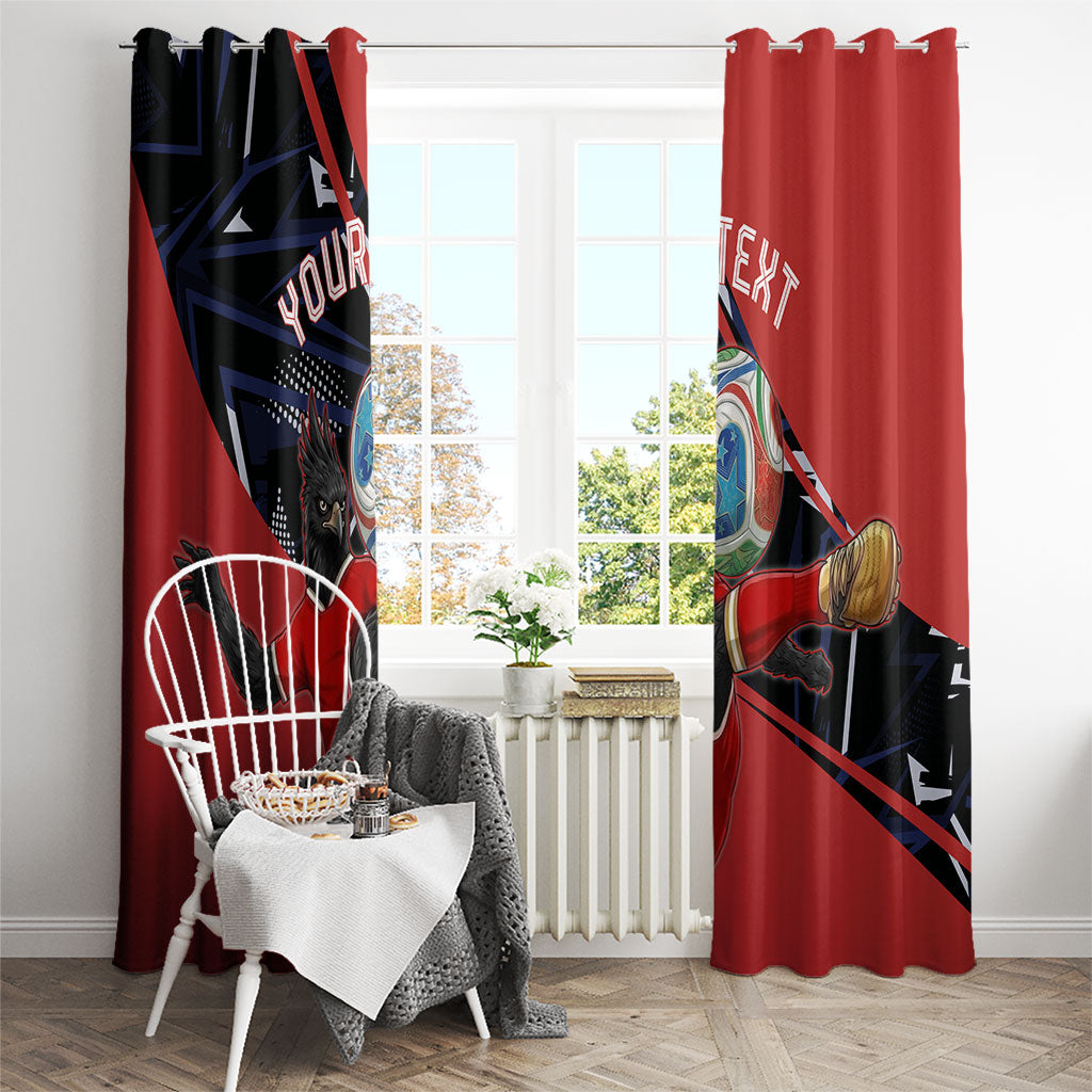 Personalized Panama Football Window Curtain Los Canaleros Harpy Eagle Mascot - National Flag Colors