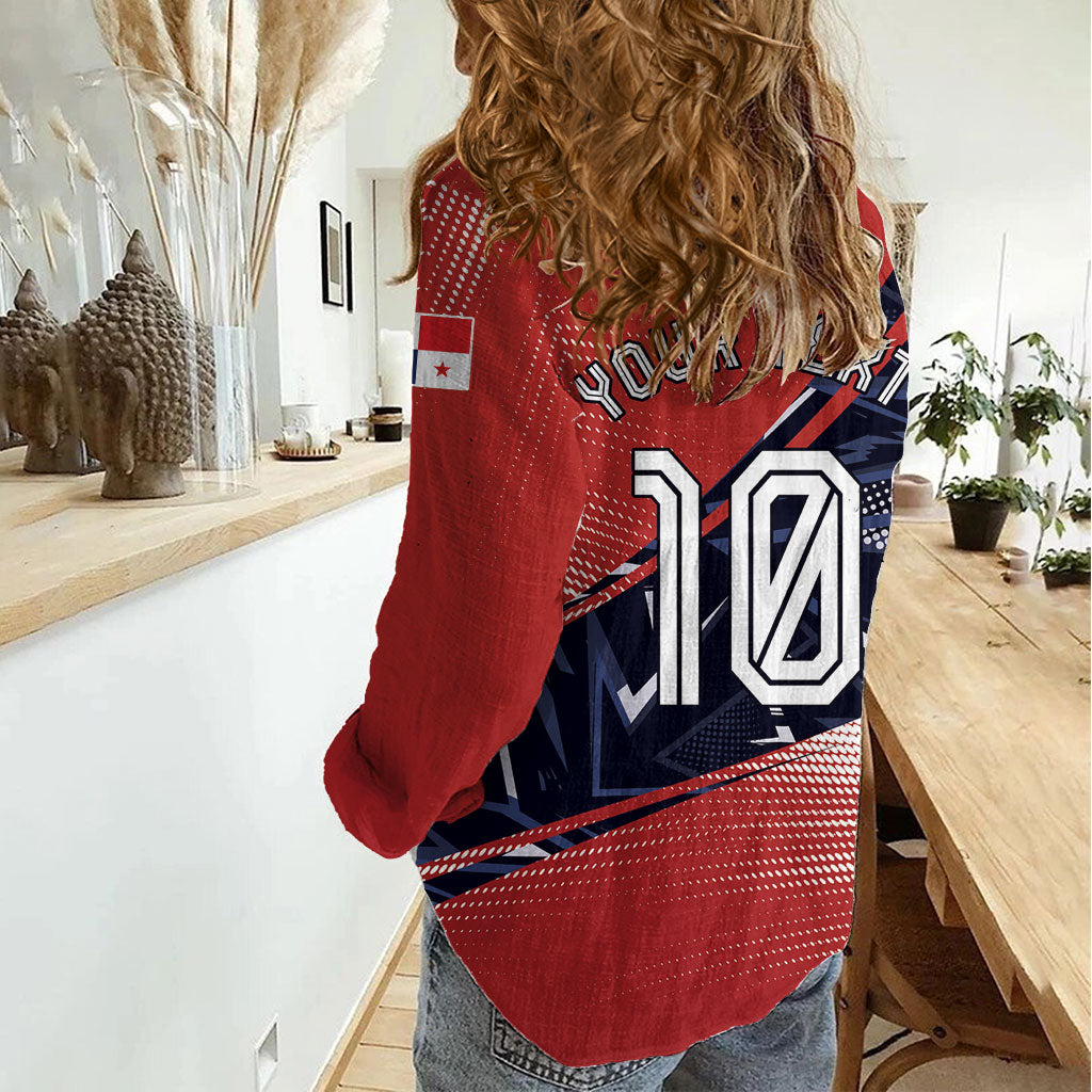 Personalized Panama Football Women Casual Shirt Los Canaleros Harpy Eagle Mascot - National Flag Colors