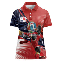 Personalized Panama Football Women Polo Shirt Los Canaleros Harpy Eagle Mascot - National Flag Colors