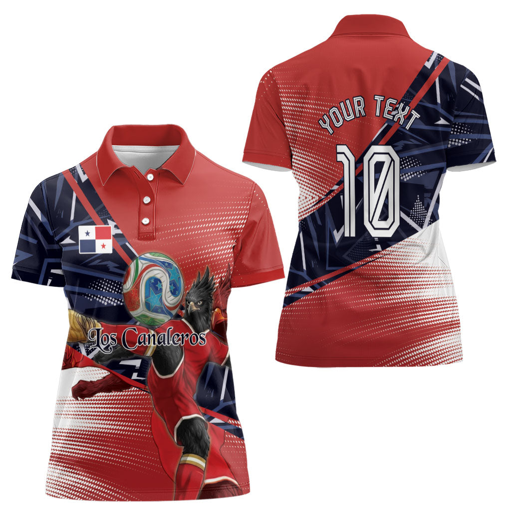 Personalized Panama Football Women Polo Shirt Los Canaleros Harpy Eagle Mascot - National Flag Colors