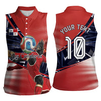 Personalized Panama Football Women Sleeveless Polo Shirt Los Canaleros Harpy Eagle Mascot - National Flag Colors