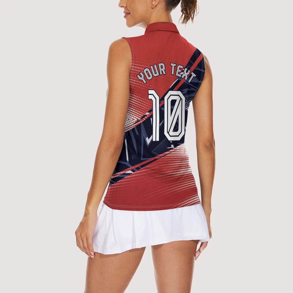 Personalized Panama Football Women Sleeveless Polo Shirt Los Canaleros Harpy Eagle Mascot - National Flag Colors
