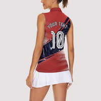 Personalized Panama Football Women Sleeveless Polo Shirt Los Canaleros Harpy Eagle Mascot - National Flag Colors