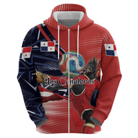 Personalized Panama Football Zip Hoodie Los Canaleros Harpy Eagle Mascot - National Flag Colors