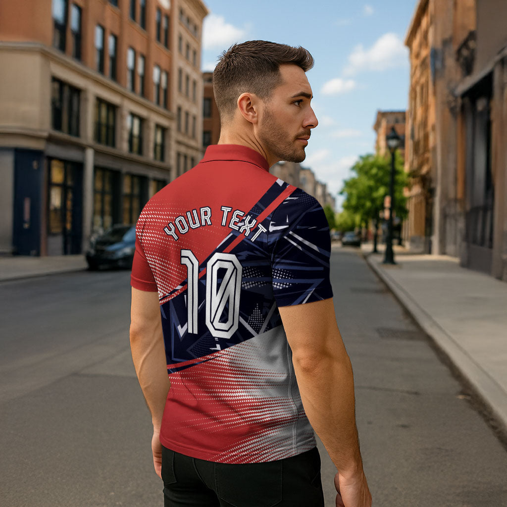 Personalized Panama Football Zipper Polo Shirt Los Canaleros Harpy Eagle Mascot - National Flag Colors