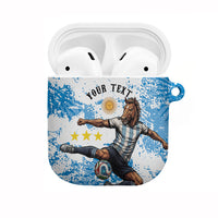 Personalized La Seleccion Argentina Soccer AirPods Case Football Sun Of May Athletic Horse Mascot - Distressed Grunge Art