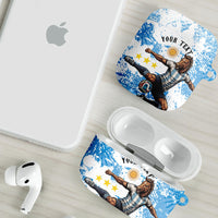 Personalized La Seleccion Argentina Soccer AirPods Case Football Sun Of May Athletic Horse Mascot - Distressed Grunge Art