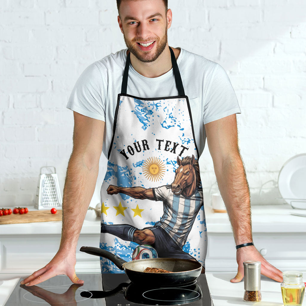 Personalized La Seleccion Argentina Soccer Apron Football Sun Of May Athletic Horse Mascot - Distressed Grunge Art