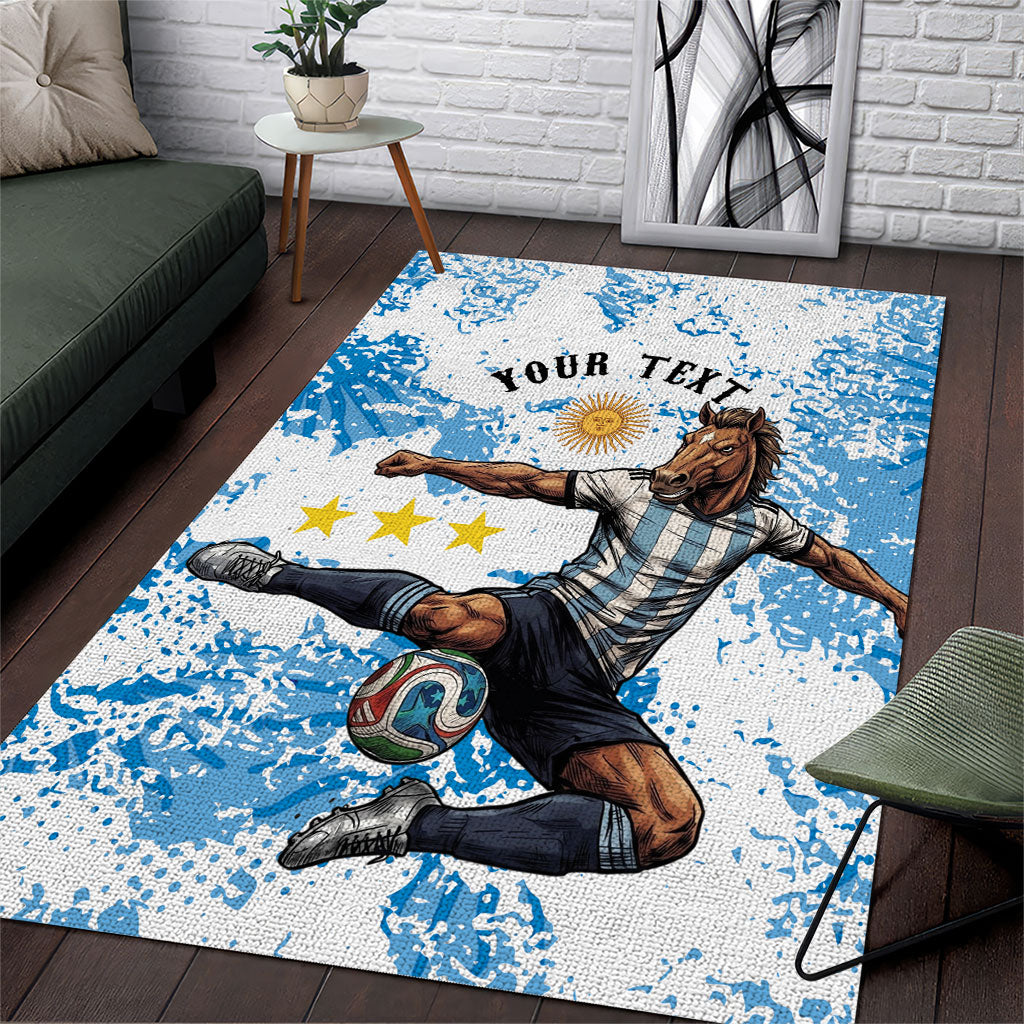Personalized La Seleccion Argentina Soccer Area Rug Football Sun Of May Athletic Horse Mascot - Distressed Grunge Art