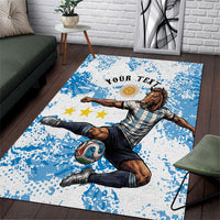 Personalized La Seleccion Argentina Soccer Area Rug Football Sun Of May Athletic Horse Mascot - Distressed Grunge Art
