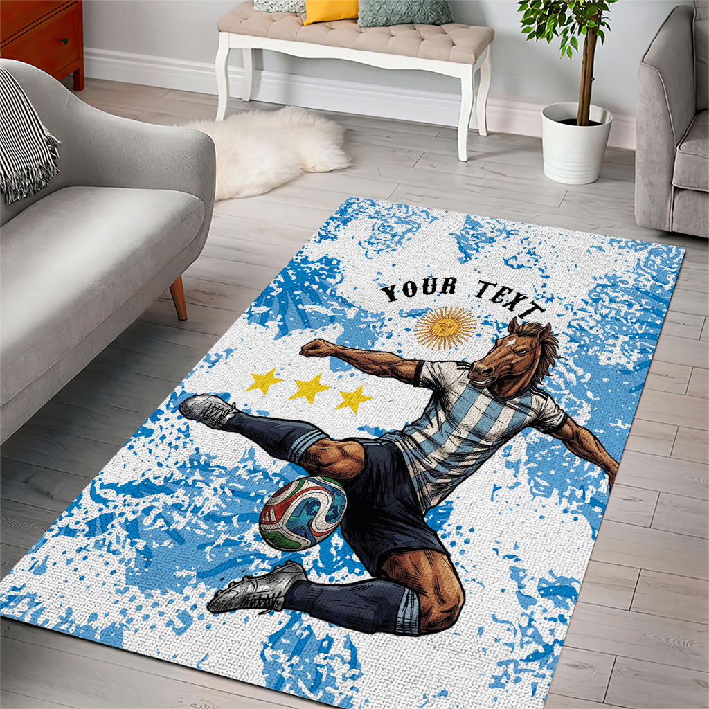 Personalized La Seleccion Argentina Soccer Area Rug Football Sun Of May Athletic Horse Mascot - Distressed Grunge Art