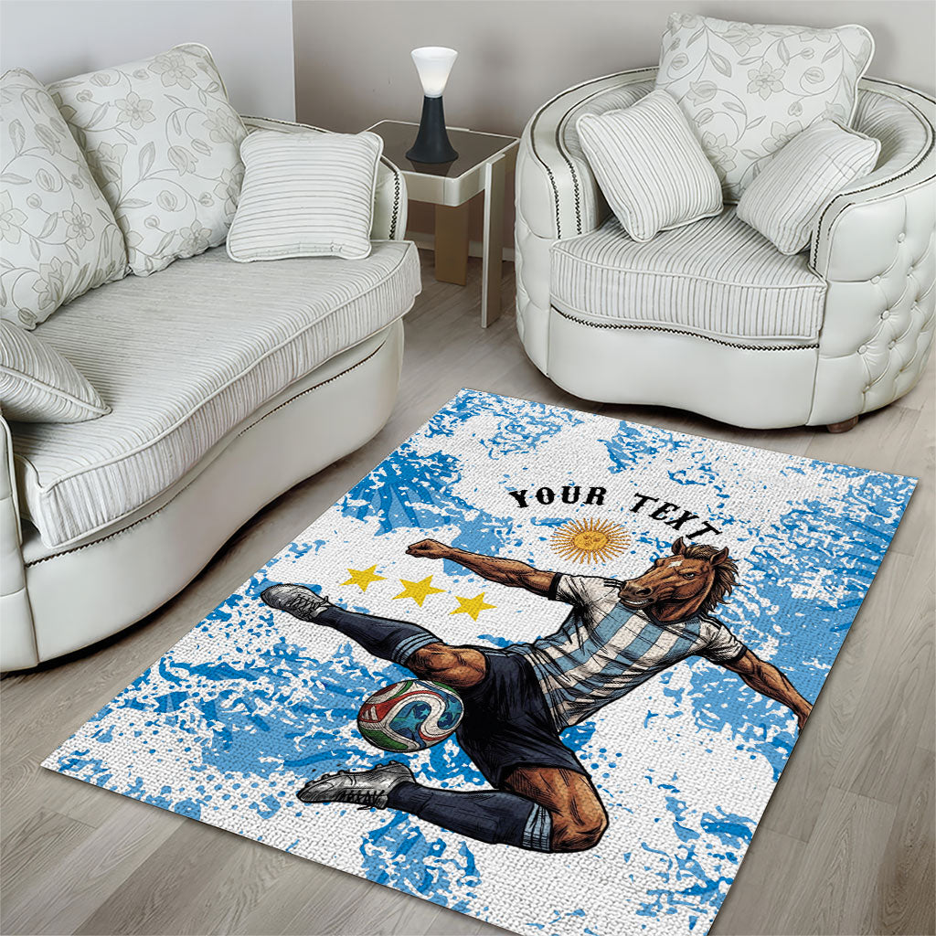 Personalized La Seleccion Argentina Soccer Area Rug Football Sun Of May Athletic Horse Mascot - Distressed Grunge Art