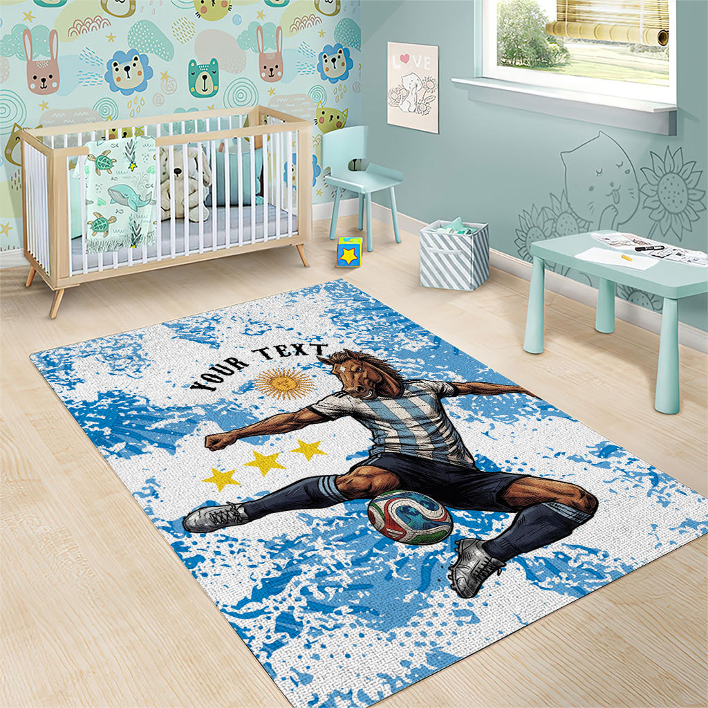 Personalized La Seleccion Argentina Soccer Area Rug Football Sun Of May Athletic Horse Mascot - Distressed Grunge Art