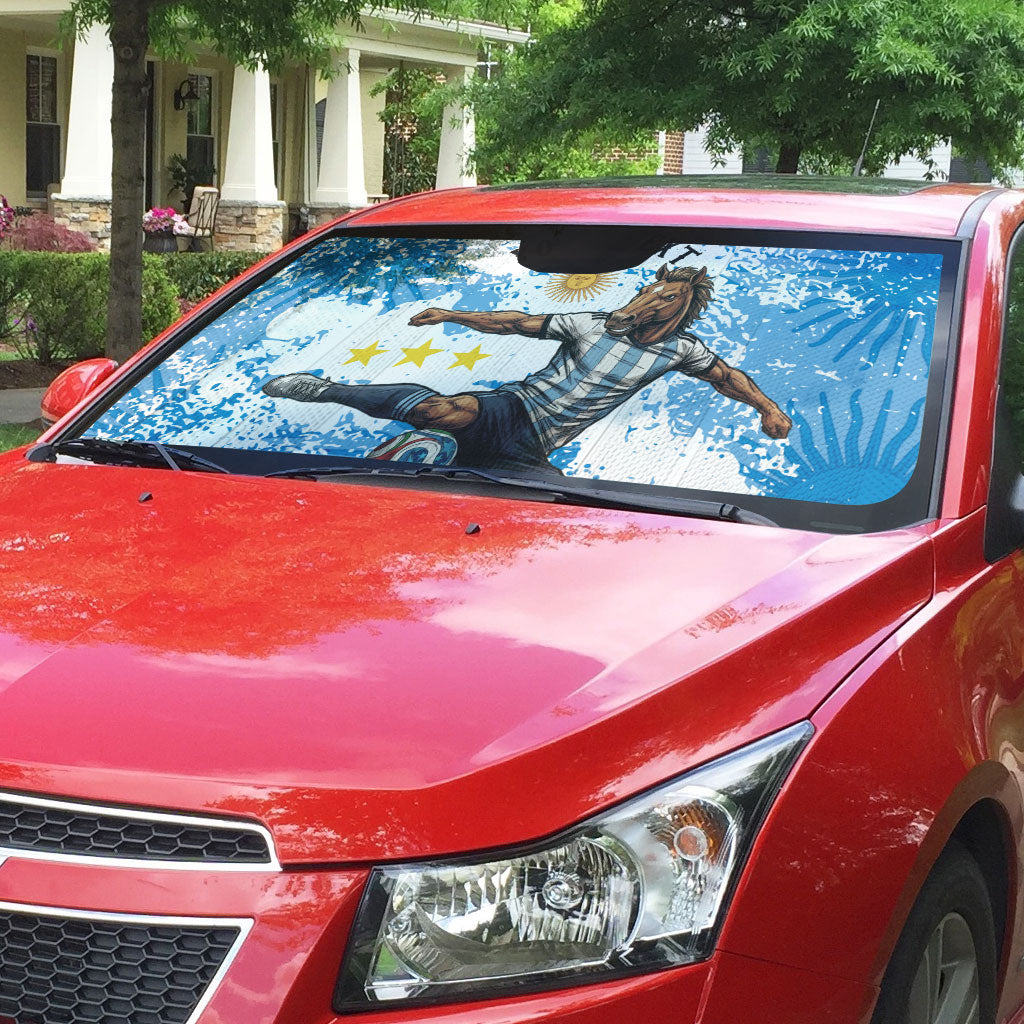 Personalized La Seleccion Argentina Soccer Auto Sun Shade Football Sun Of May Athletic Horse Mascot - Distressed Grunge Art