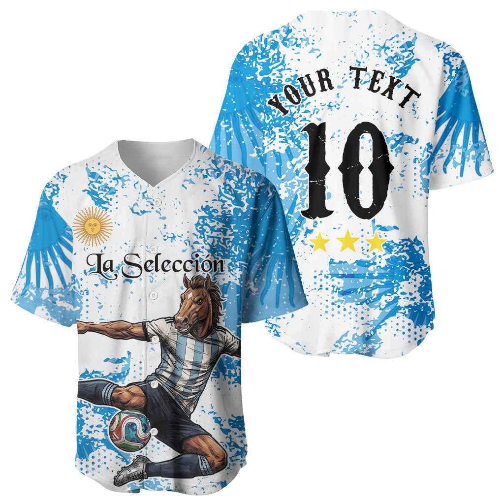 Personalized La Seleccion Argentina Soccer Baseball Jersey Football Sun Of May Athletic Horse Mascot - Distressed Grunge Art