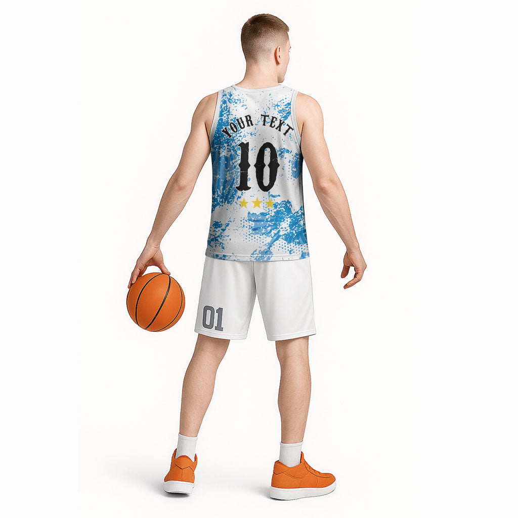 Personalized La Seleccion Argentina Soccer Basketball Jersey Football Sun Of May Athletic Horse Mascot - Distressed Grunge Art
