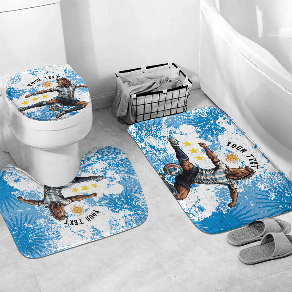Personalized La Seleccion Argentina Soccer Bathroom Set Football Sun Of May Athletic Horse Mascot - Distressed Grunge Art