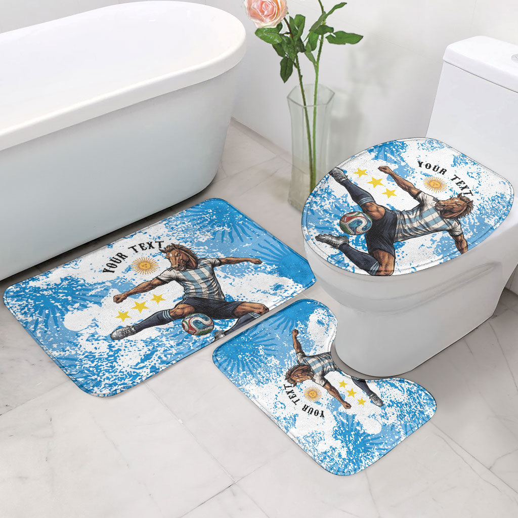 Personalized La Seleccion Argentina Soccer Bathroom Set Football Sun Of May Athletic Horse Mascot - Distressed Grunge Art