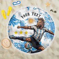 Personalized La Seleccion Argentina Soccer Beach Blanket Football Sun Of May Athletic Horse Mascot - Distressed Grunge Art