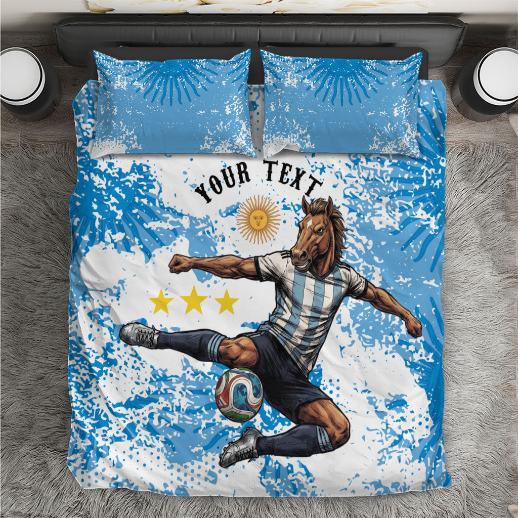Personalized La Seleccion Argentina Soccer Bedding Set Football Sun Of May Athletic Horse Mascot - Distressed Grunge Art