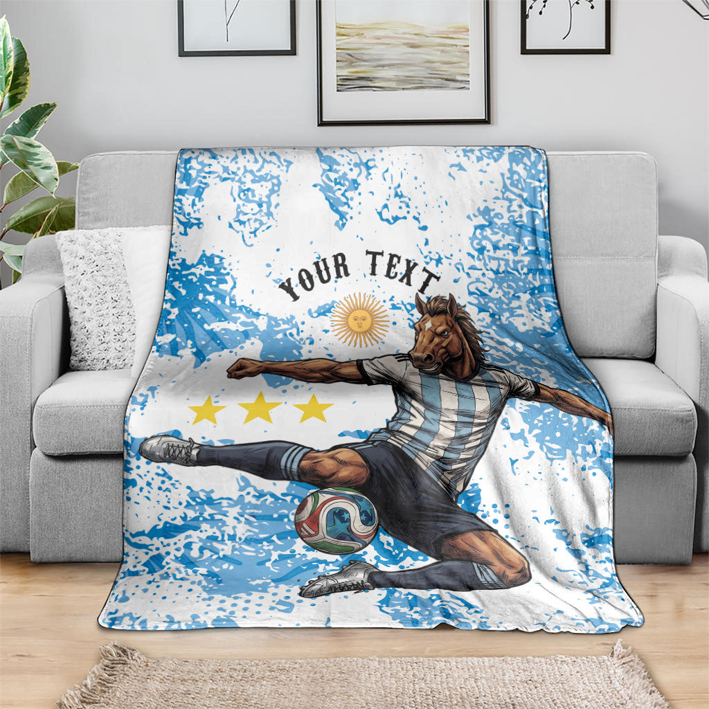 Personalized La Seleccion Argentina Soccer Blanket Football Sun Of May Athletic Horse Mascot - Distressed Grunge Art