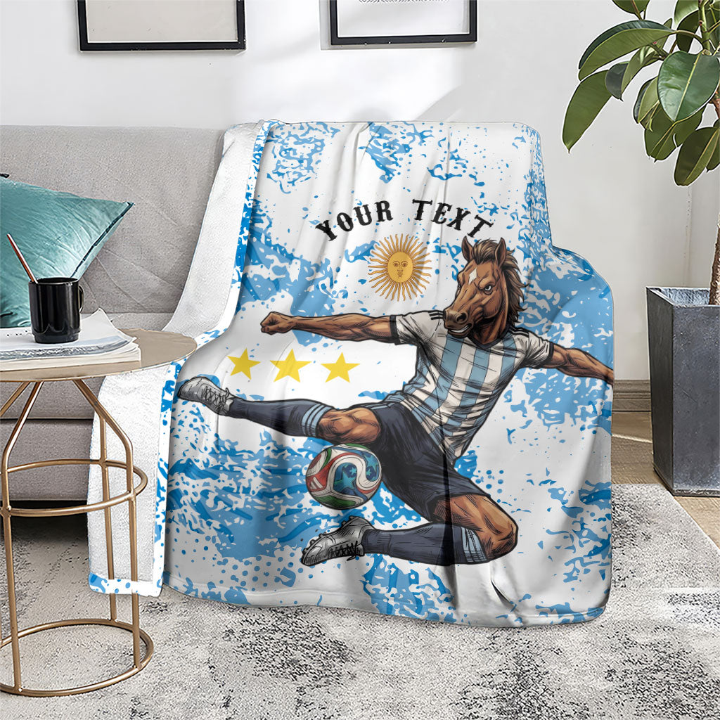 Personalized La Seleccion Argentina Soccer Blanket Football Sun Of May Athletic Horse Mascot - Distressed Grunge Art