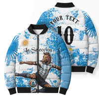 Personalized La Seleccion Argentina Soccer Bomber Puffer Jacket Football Sun Of May Athletic Horse Mascot - Distressed Grunge Art