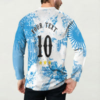 Personalized La Seleccion Argentina Soccer Button Sweatshirt Football Sun Of May Athletic Horse Mascot - Distressed Grunge Art