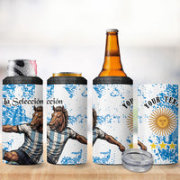 Personalized La Seleccion Argentina Soccer 4 in 1 Can Cooler Tumbler Football Sun Of May Athletic Horse Mascot - Distressed Grunge Art