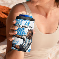 Personalized La Seleccion Argentina Soccer 4 in 1 Can Cooler Tumbler Football Sun Of May Athletic Horse Mascot - Distressed Grunge Art