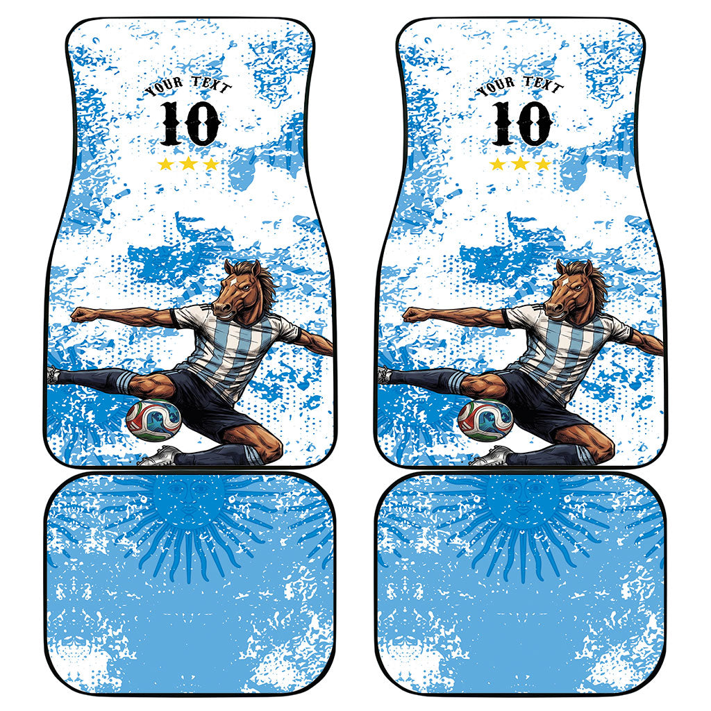 Personalized La Seleccion Argentina Soccer Car Mats Football Sun Of May Athletic Horse Mascot - Distressed Grunge Art
