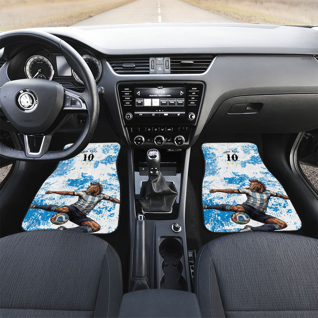 Personalized La Seleccion Argentina Soccer Car Mats Football Sun Of May Athletic Horse Mascot - Distressed Grunge Art