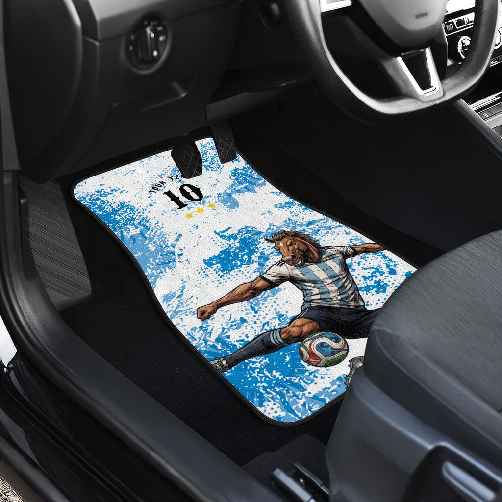 Personalized La Seleccion Argentina Soccer Car Mats Football Sun Of May Athletic Horse Mascot - Distressed Grunge Art