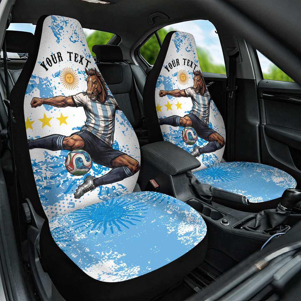 Personalized La Seleccion Argentina Soccer Car Seat Cover Football Sun Of May Athletic Horse Mascot - Distressed Grunge Art