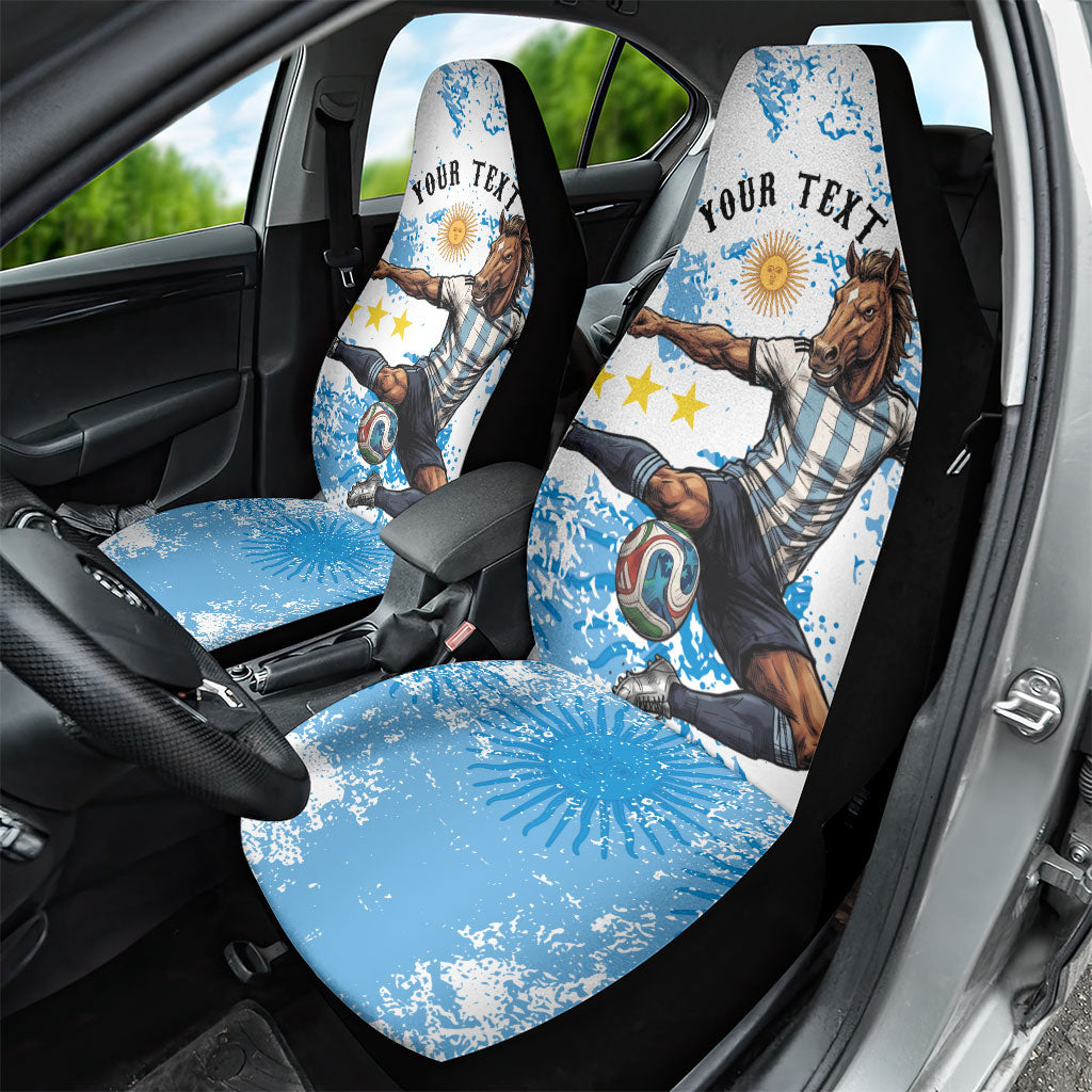 Personalized La Seleccion Argentina Soccer Car Seat Cover Football Sun Of May Athletic Horse Mascot - Distressed Grunge Art