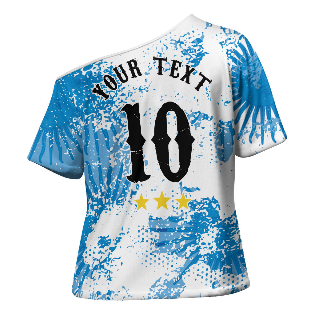 Personalized La Seleccion Argentina Soccer Cross Shoulder Shirt Football Sun Of May Athletic Horse Mascot - Distressed Grunge Art