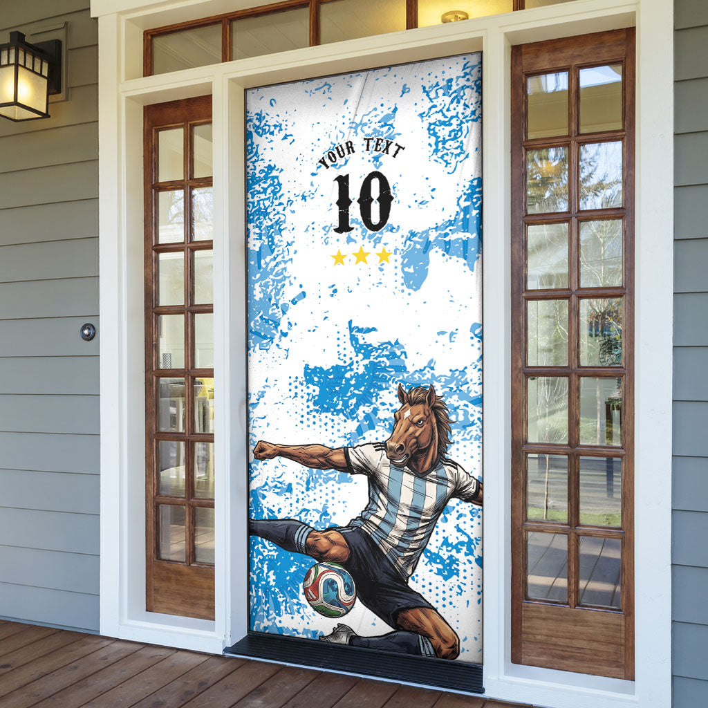 Personalized La Seleccion Argentina Soccer Door Cover Football Sun Of May Athletic Horse Mascot - Distressed Grunge Art